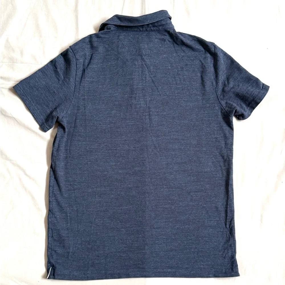 Banana Republic Mens Performance Pique Polo Shirt Navy Blue Heather Large Pocket